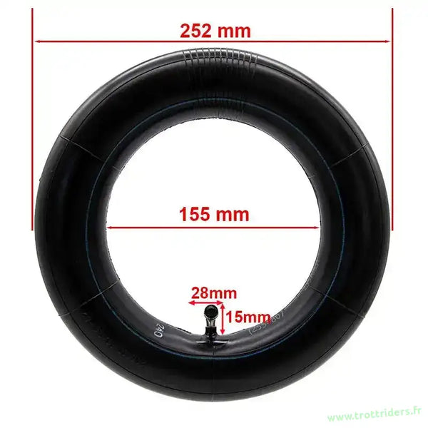 Chambre à air 80/65-6 avec valve coudée pour trottinette électrique, mesures visibles