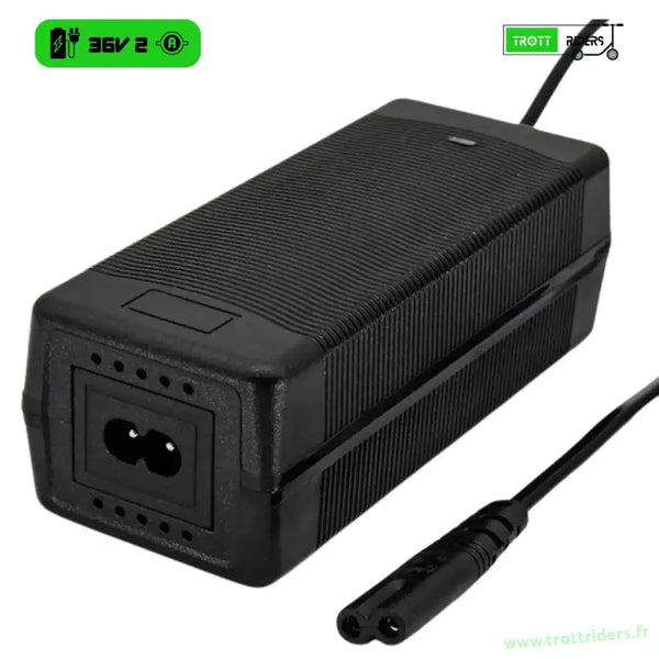 Chargeur 36V (sortie 42v) 2A avec connecteurs DC et GX pour Xiaomi, Cecotec et Ninebot - Trott-Riders