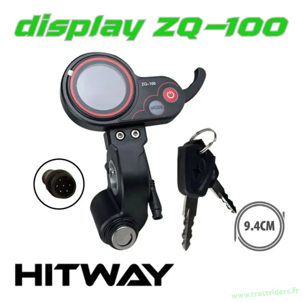 Display ZQ-100 avec contacteur à clé pour trottinette électrique, affichage et clés