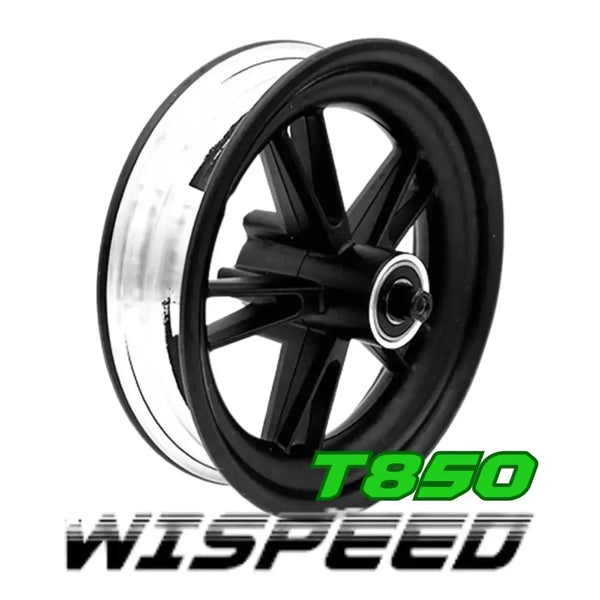Jante arrière Wispeed T850 en noir et argent pour trottinette électrique Wispeed