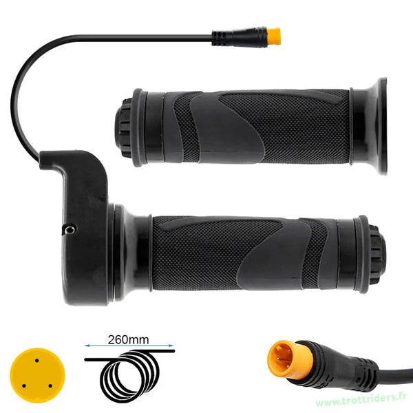 Poignées accélérateur pour trottinette et vélos électriques, connecteur inclus