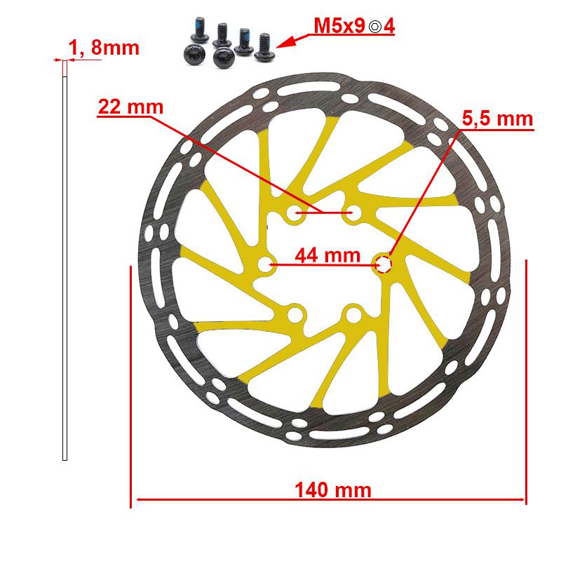 Disque de frein EWD002 140mm jaune — vue de détail