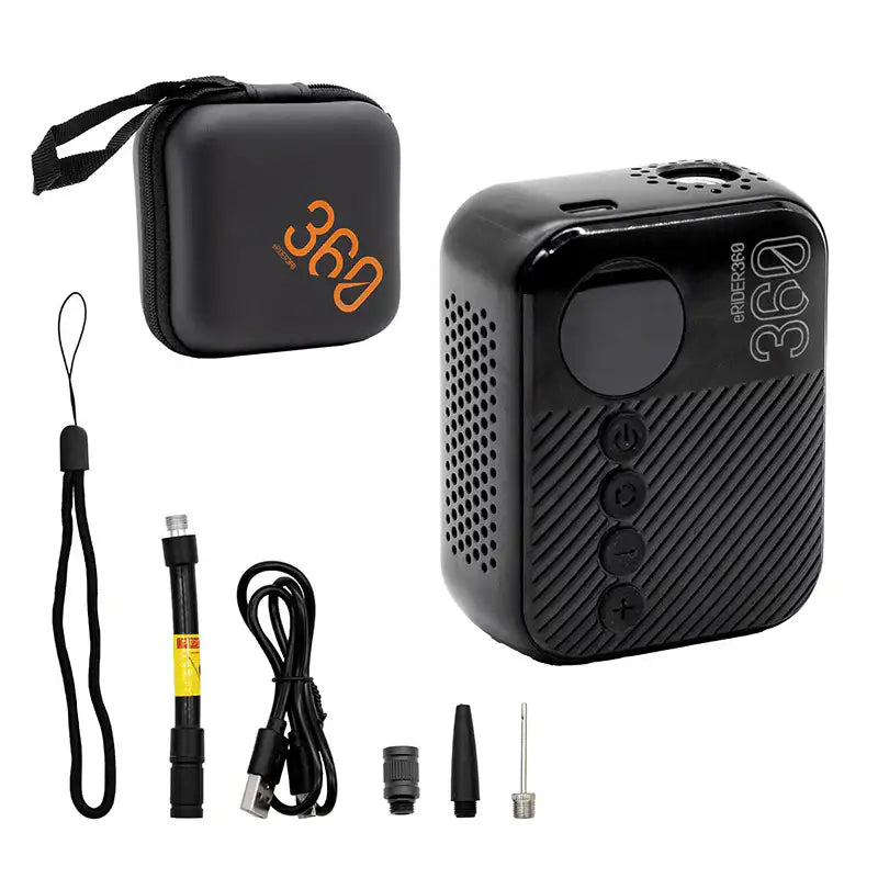 eRIDER360 – Gonfleur Électrique Portable pour Pneus de Trottinette et Vélo | Kit Complet avec Housse