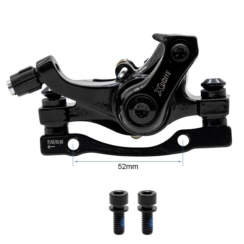 Étrier de frein à disque mécanique arrière Kukirin G2 Master / Smartgyro Ryder — vue profil gauche, entraxe 52mm, référence F160/R140, 2 vis de fixation incluses.