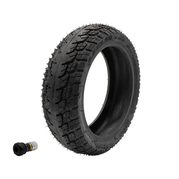 Pneu tubeless off-road 9,5x2,50 vue de face avec valve — trottinette electrique
