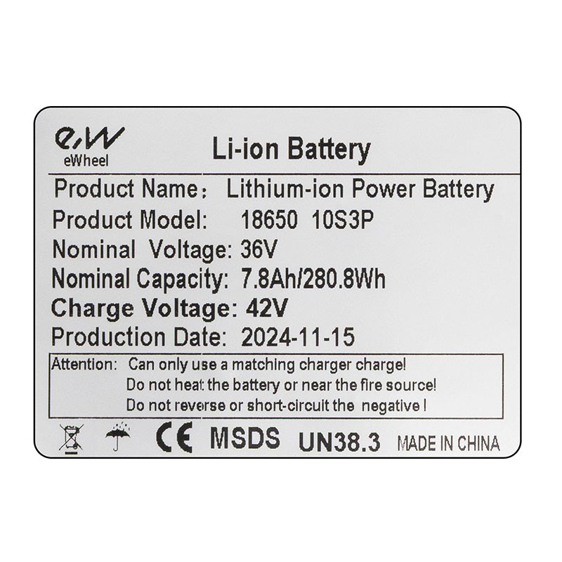 Batterie 36V 7,8Ah Kugoo S1 - connecteur de charge JST séparé