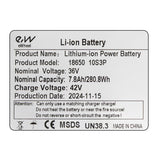 Batterie 36V 7,8Ah Kugoo S1 - connecteur de charge JST séparé
