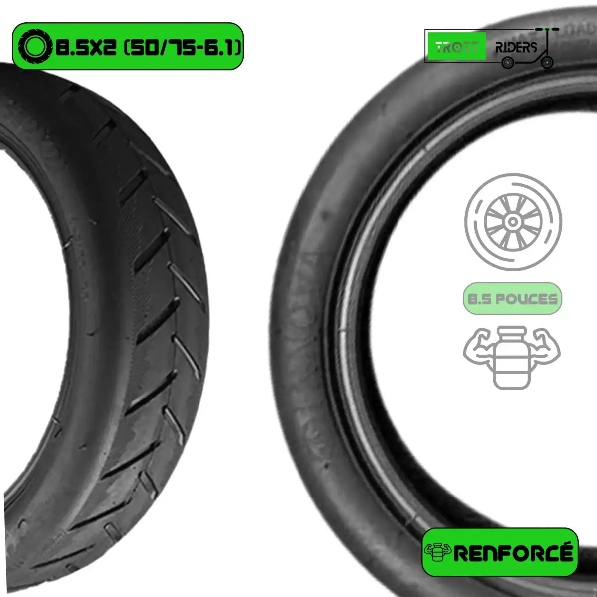 Pneu renforcé trottinette électrique 8.5x2 (50/75-6.1)