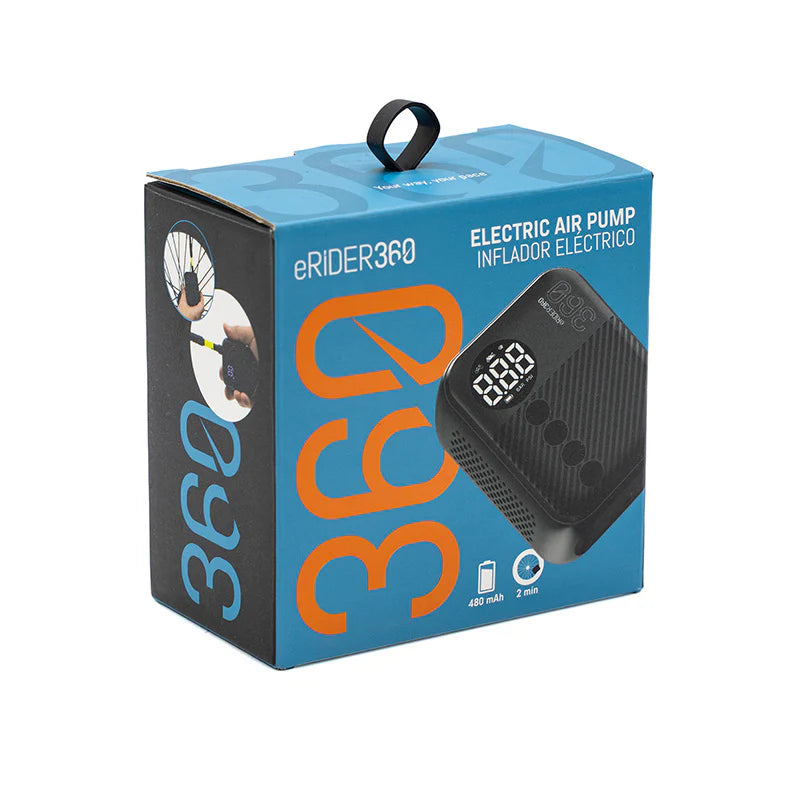eRIDER360 – Gonfleur Électrique Portable pour Pneus de Trottinette et Vélo | Kit Complet avec Housse