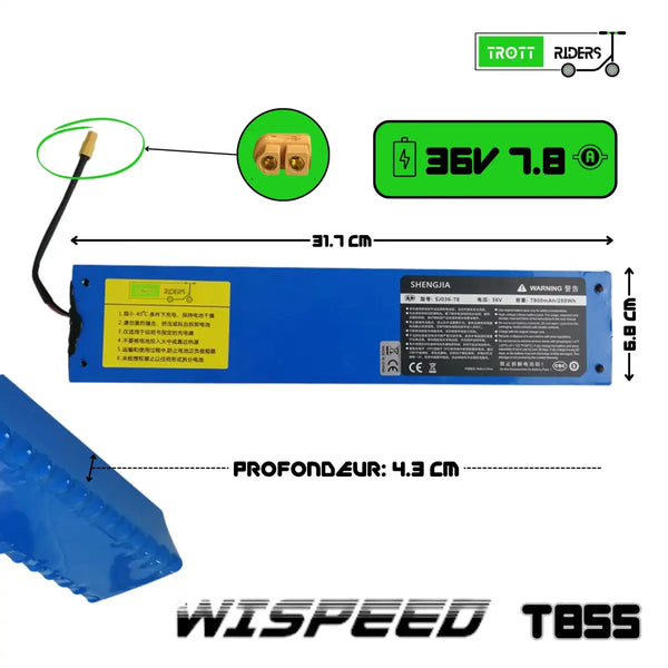 Batterie 36V 7,8Ah Wispeed T855 - Trott-Riders
