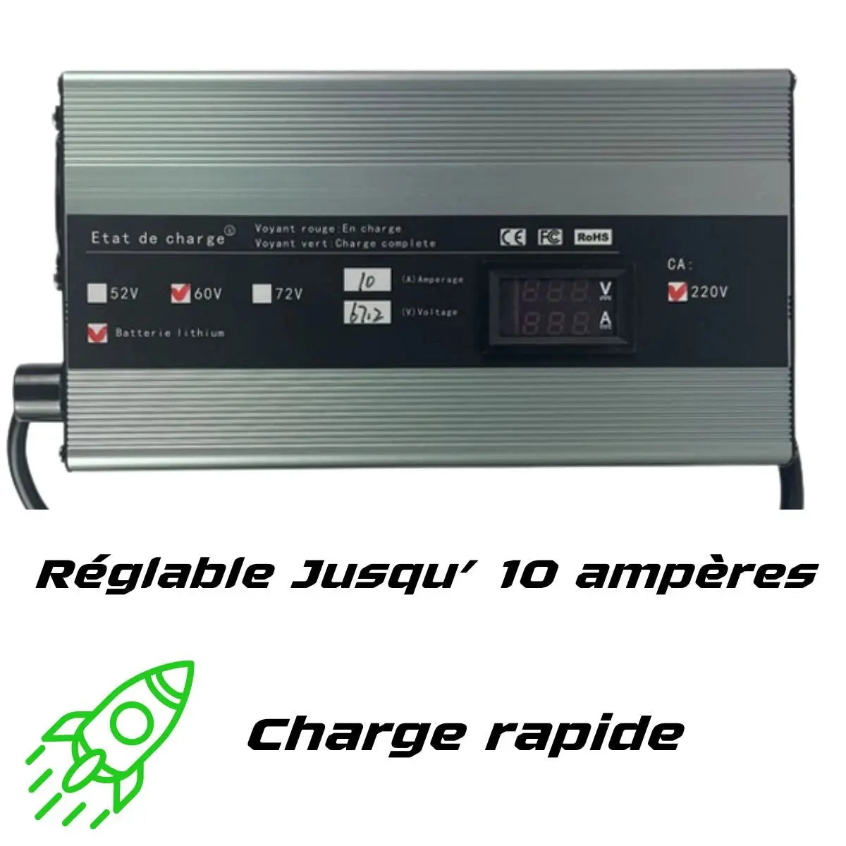 Chargeur rapide 60V Trott-Riders