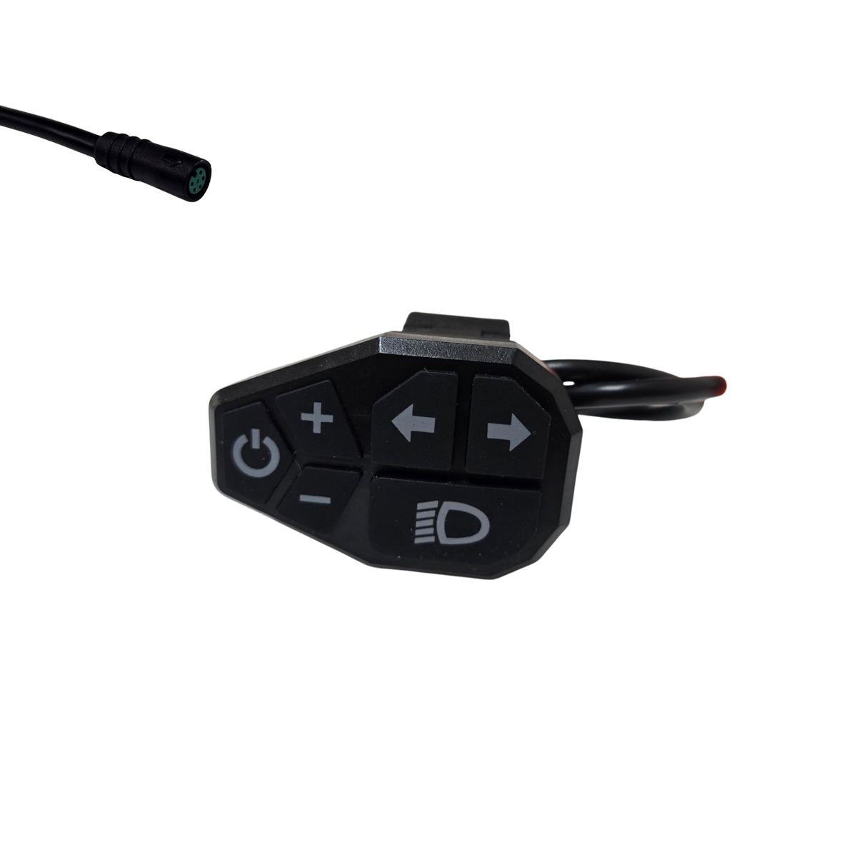 Commodo Ecoxtrem M41 - Vue rapprochée boutons phare klaxon clignotants ABS noir
