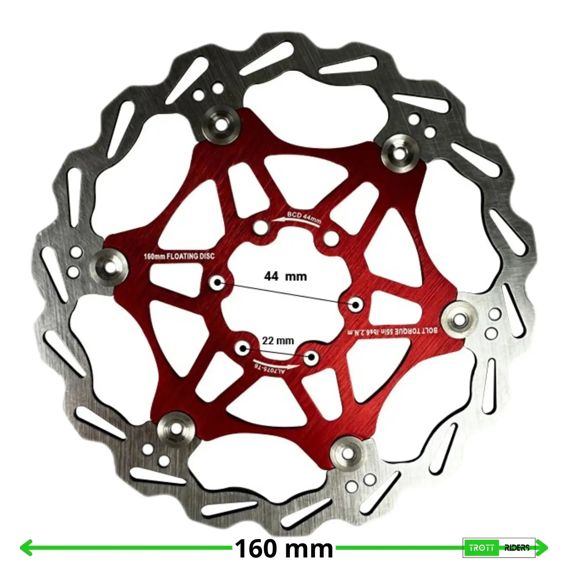 Disque de frein flottant 160mm entraxe 44mm Trott-Riders