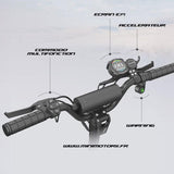 Guidon de la Rovoron R7 V2 avec écran EY3 connecté, clignotants et klaxon