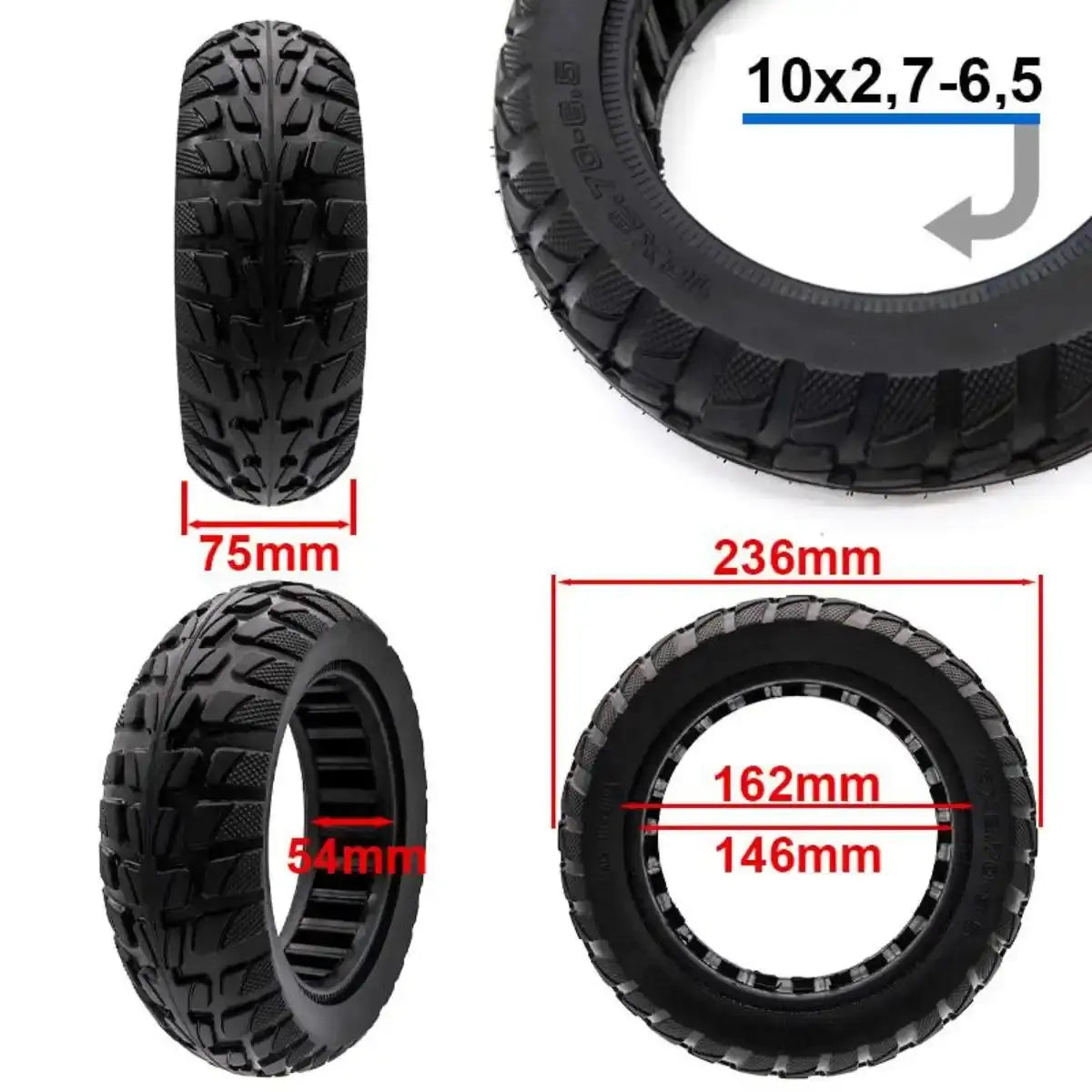 Pneu plein 10x2,7-6,5 offroad - Trott-Riders