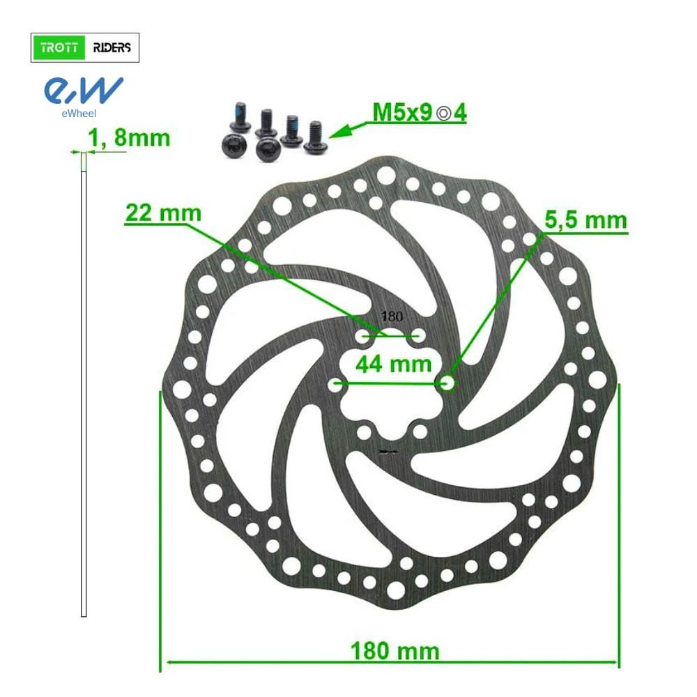 Disque de frein R6.1 – 180 mm 6 trous entraxe 44 mm (avec vis)