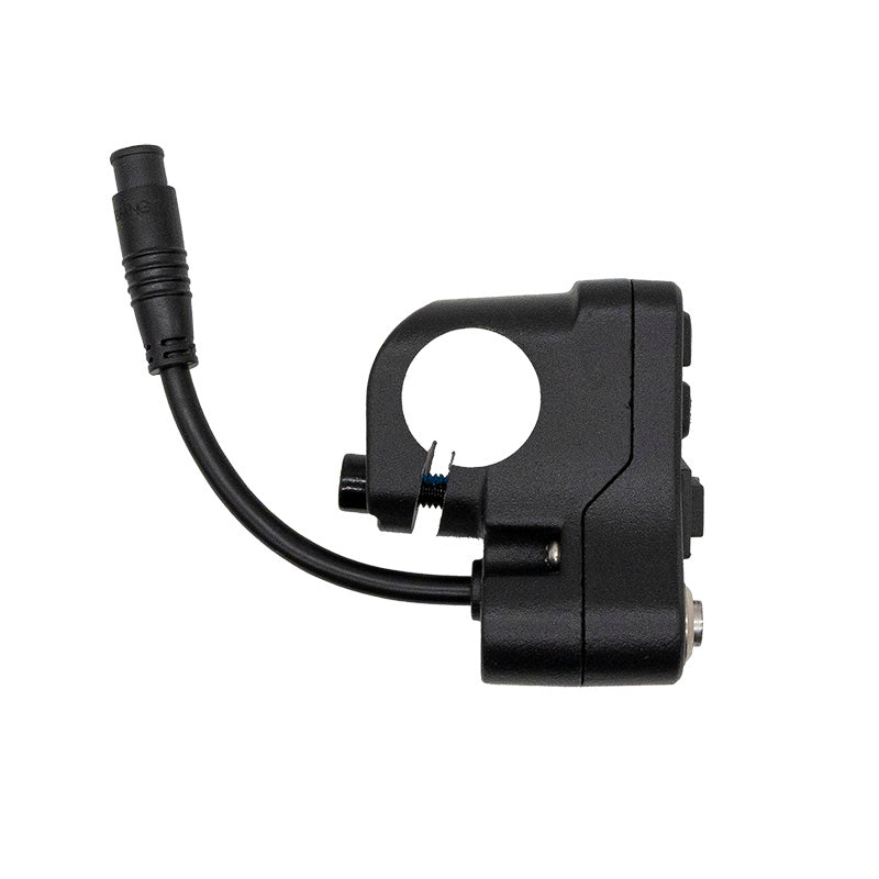 Commodo Kukirin G3 Pro vue côté collier fixation guidon et câble de connexion
