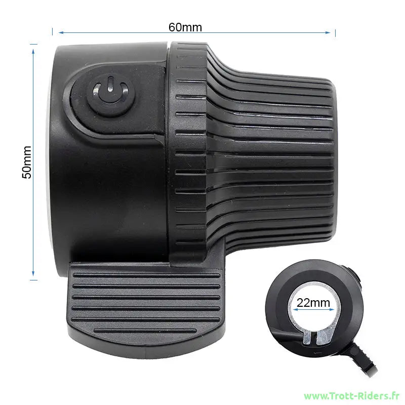 Ampoule LED vélo électrique noire avec dimensions pour accélérateu Kukirin G2/3/4 bouton de démarrage