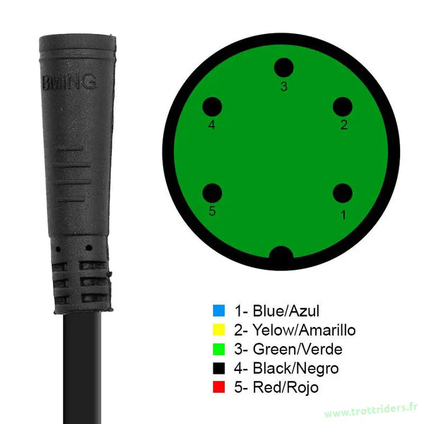 Diagramme de connecteur cinq broches pour pièces détachées trottinette électrique Câble Kukirin G2 Pro 2024 livraison rapide