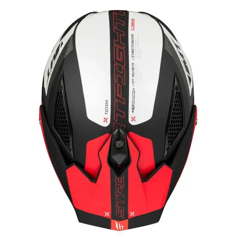 Casque Streetfighter Rouge Noir Blanc avec support caméra pour une fusion parfaite