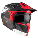 Casque Streetfighter Rouge Noir Blanc avec support caméra fusion parfaite pour moto