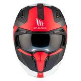 Casque Streetfighter rouge noir blanc avec support caméra pour une fusion parfaite