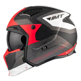 Casque Streetfighter Rouge Noir Blanc avec support caméra, fusion parfaite pour la moto