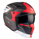 Casque streetfighter rouge noir blanc avec support caméra, fusion parfaite sécurité style