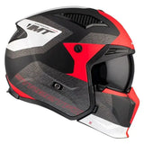 Casque Streetfighter Rouge Noir Blanc avec support caméra, fusion parfaite pour la moto