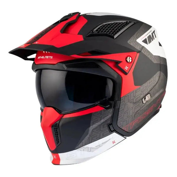 Casque streetfighter Rouge Noir Blanc avec support caméra pour une fusion parfaite