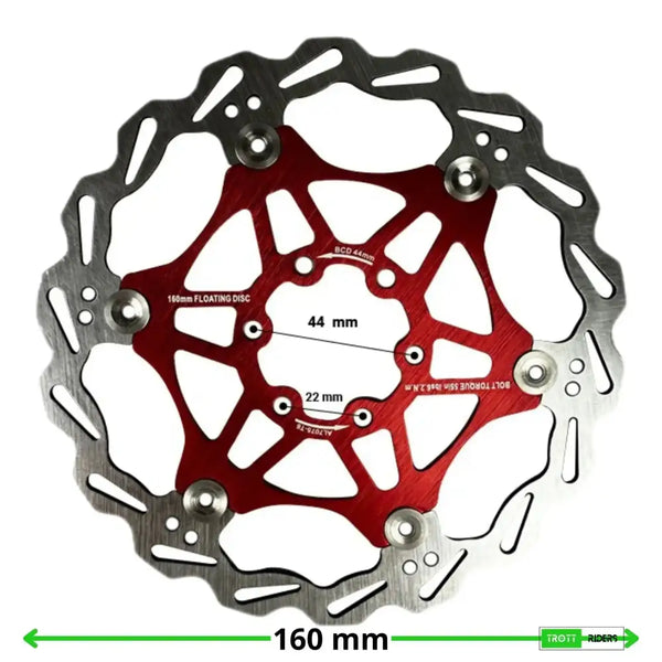 Disque de frein flottant 160mm rouge et argent pour vélo, frein flottant 160mm