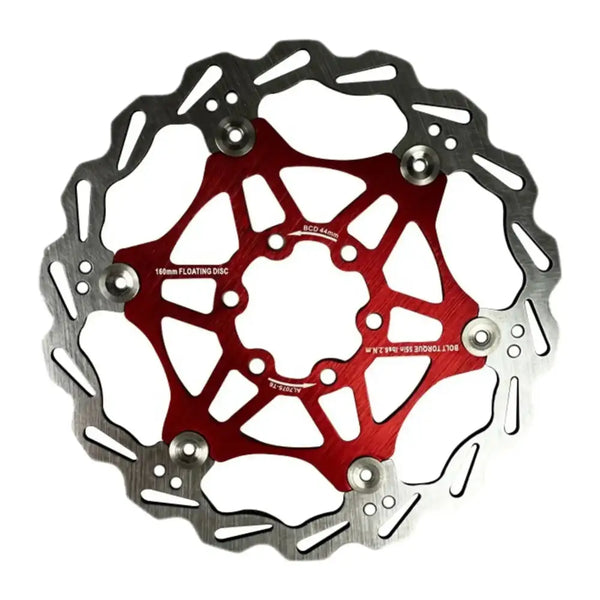 Disque de frein flottant 160mm rouge et argent pour vélo avec frein flottant 160mm