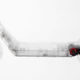 Vue technique de la Ninebot E3 Pro E montrant la suspension avant et arrière