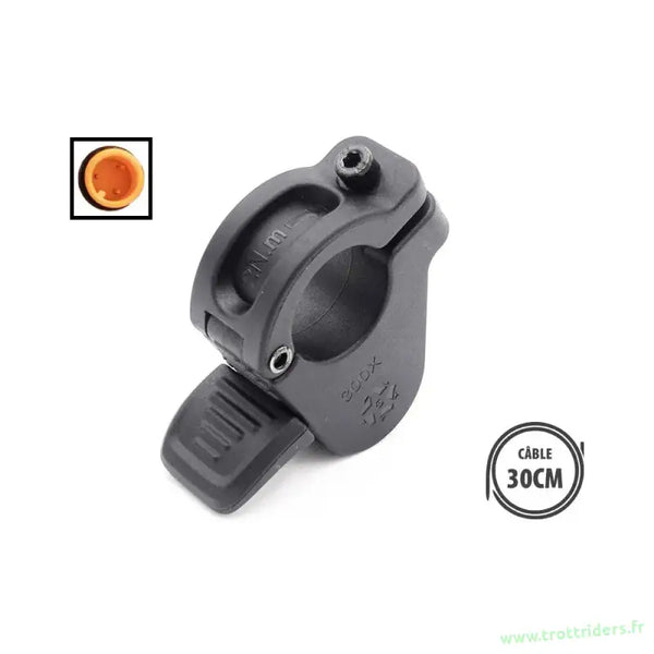 Mainly black bicycle seat post lever for Gâchette accélérateur 300X, accélérateur 300x