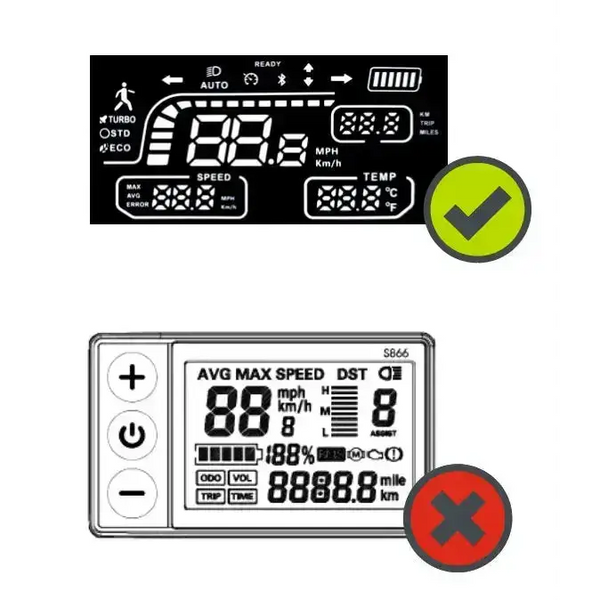 Deux affiches LCD avec marques de validation et d’erreur, connecteurs codés robustes