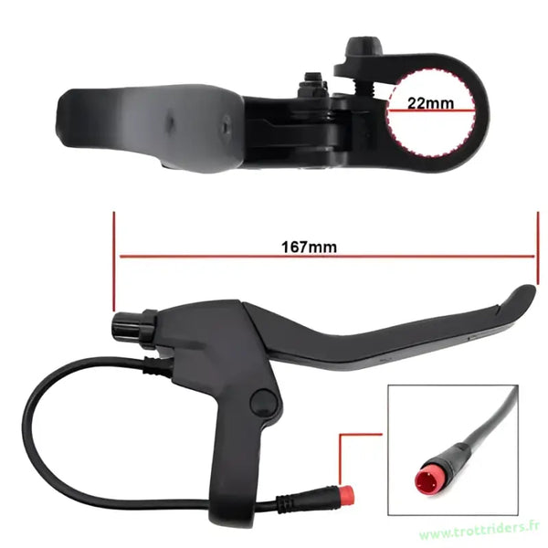 Poignée de frein droit avec capteur et tendeur connecteur étanche Trott-Riders