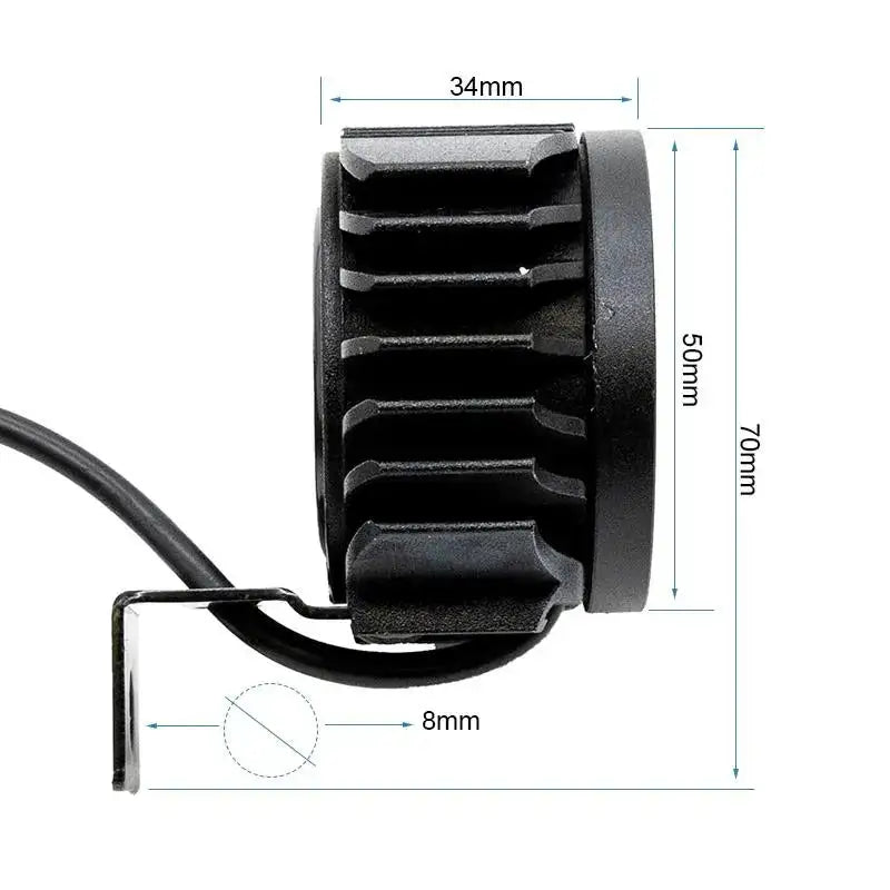 Phare LED avec klaxon 12-60V, montage bras, dimensions pour trottinette électrique
