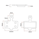 Dessin technique des plaquettes de freins métalliques Dualtron avec dimensions précisées