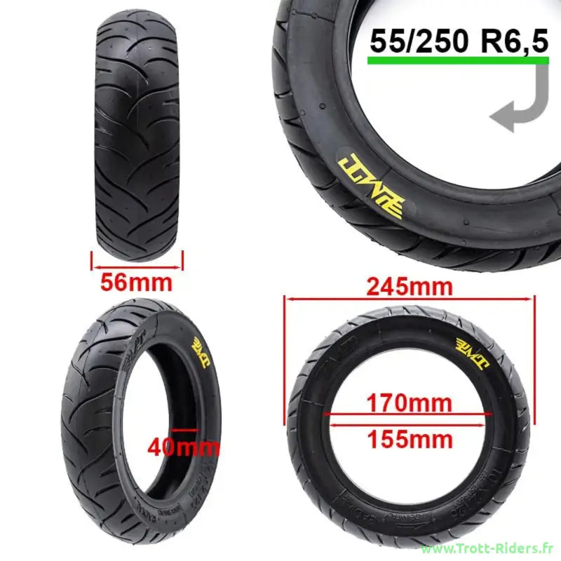Pneu tubeless radial E-Fire 55/250-6 avec dimensions pour scooter noir Livraison gratuite mondial relay