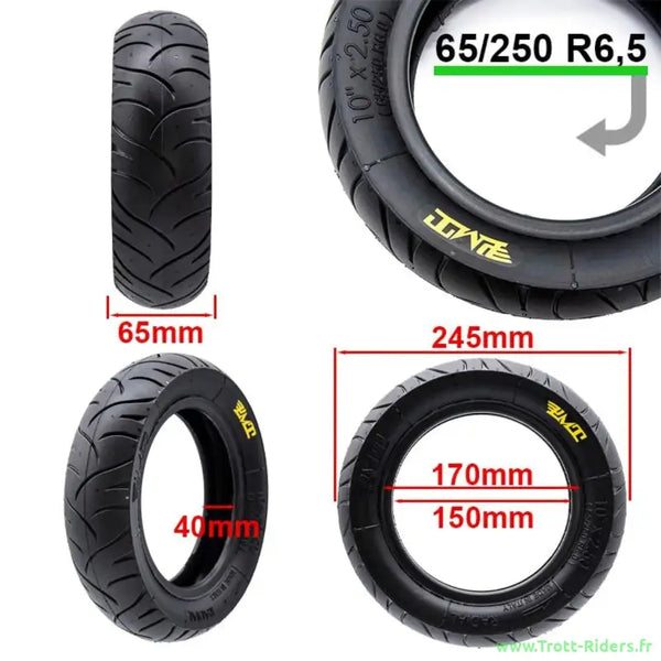 Pneu tubeless radial pour scooter avec dimensions, livraison point relais disponible