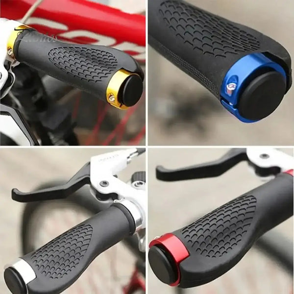 Poignées silicone vélo noires et dorées avec embouts colorés, pièces détachées trottinette électrique