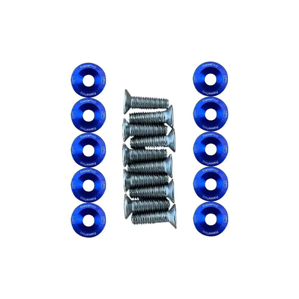 Rondelles de deck x10 avec washers bleus et vis en argent pour trottinette électrique