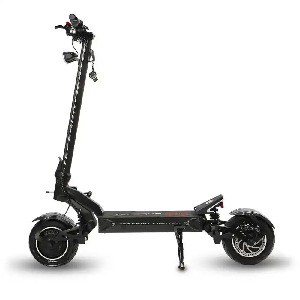 Scooter électrique noir avec suspension avant et arrière, Tverun Fighter Onze 60V 26AH